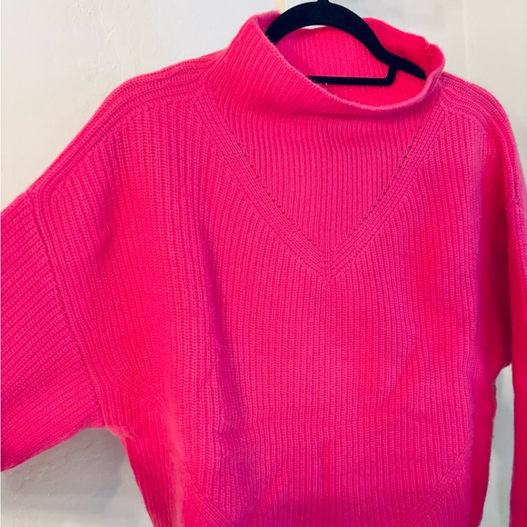 Anthropologie The Enza Ribbed Cashmere Mock Turtleneck Cropped Sweater, Pink, M - Picture 4 of 10